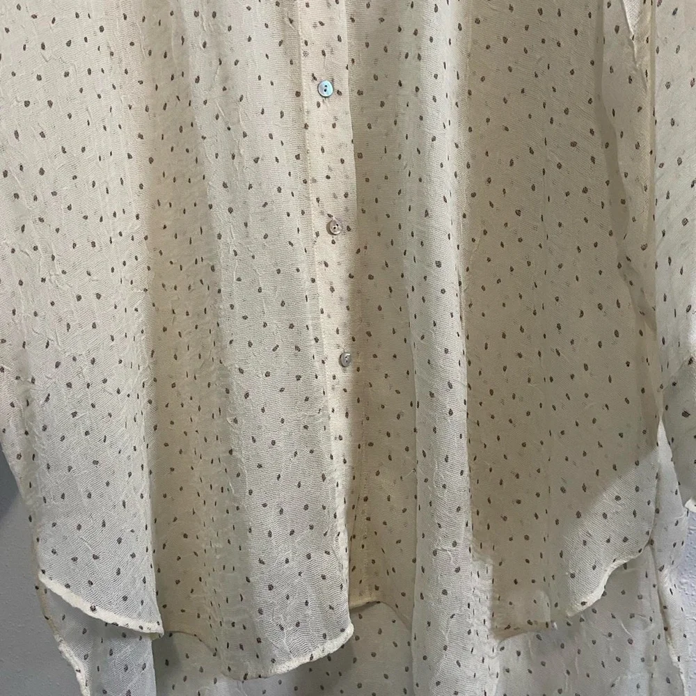 Zara Sheer Polka Dot Long Tunic Button-Down Top - Picture 4 of 8